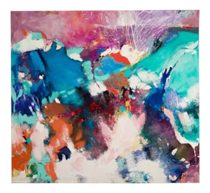 "West Coast" Abstract Acrylic Canvas Painting by Betty Hudson, circa 1980s