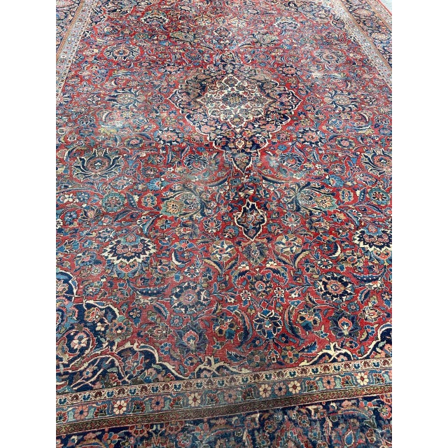 Large Antique Kashan Rug, 1920s For Sale - Image 3 of 18
