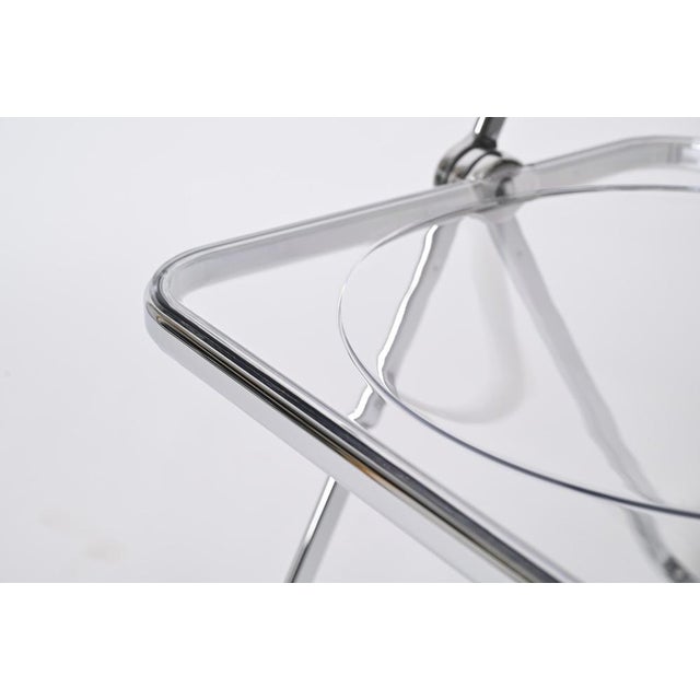 Italian Clear Acrylic Chrome Frame Plia Chairs by Giancarlo Piretti for Castelli, 1990s, Set of 8 For Sale - Image 10 of 18