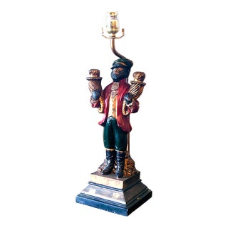 Vintage Bill Huebee Style Figurative Monkey as Chimney Sweep Table Lamp For Sale