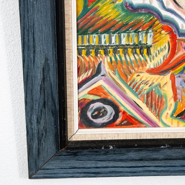 1960s Mid Century Modern Art Original Abstract Expressionism Multi-Color Canvas Framed For Sale - Image 5 of 11