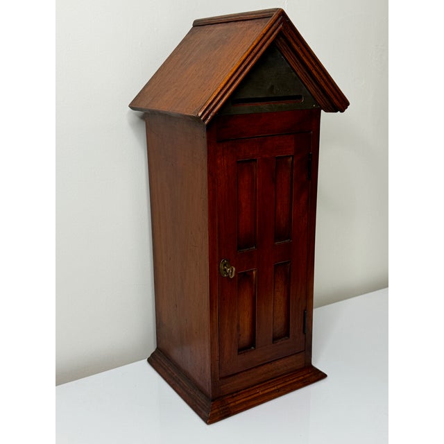 Mid-Century British Mahogany Indoor Post Mail Sentry Box Cabinet With Lock and Key For Sale - Image 4 of 18