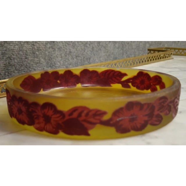 Engraved Multi-Layered Glass Bowl For Sale - Image 5 of 7