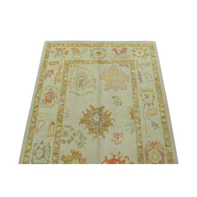 Turkish Oriental Hand Knotted Rug Turkish Oushak 4'2" x 6'2" For Sale - Image 3 of 5