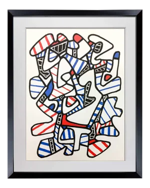 Abstract Jean Dubuffet Lithograph Limited Edition - Abstract Vacuum Forms 1973 W/ Frame