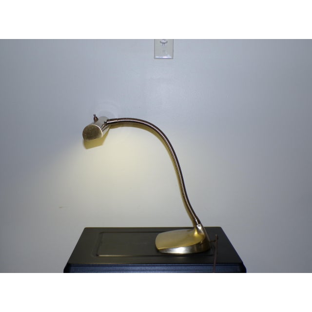 Vintage Mid Century Laurel Lamp Co. Brass Goose Neck Desk Table Lamp Task Light For Sale - Image 9 of 14