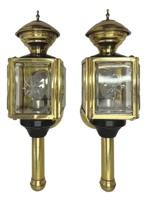 Vintage Carriage Lantern Wall Lights, 1950s, Set of 2