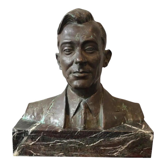 Antique Bronze Bust of Jimmy Walker on Marble Base Signed by Artist For Sale