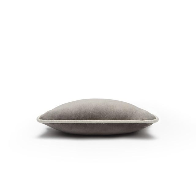 The Gift Micro Cushion in Grey Velvet with White Piping by Lorenza Briola for Lo Decor For Sale - Image 4 of 7