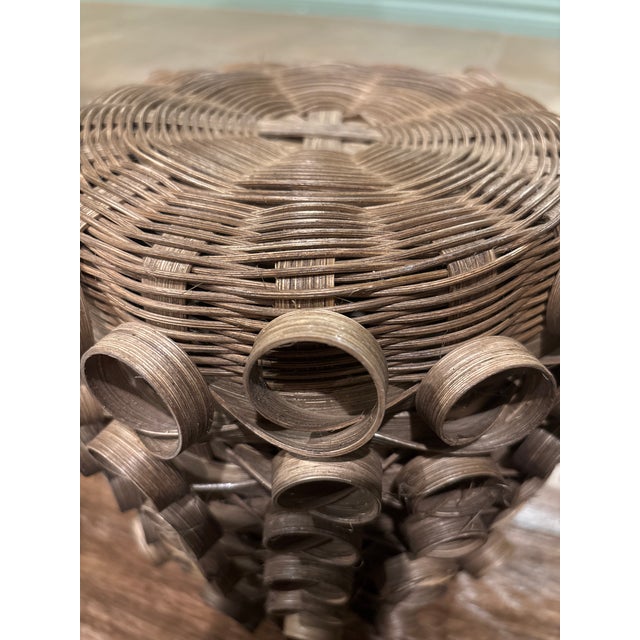 9 Inch Woodsplint Porcupine-Curl Decorative Basket, Ho-Chunk Style, C. 1950s–1970s For Sale In San Diego - Image 6 of 9