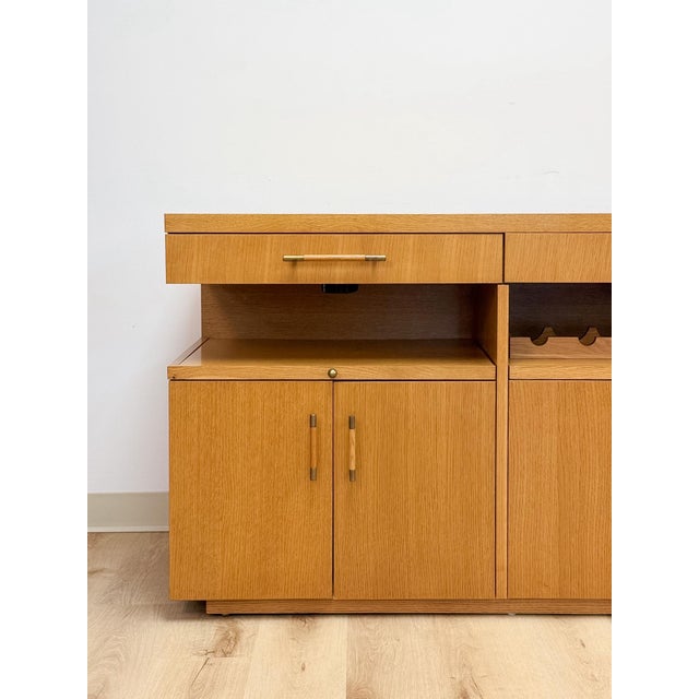 Late 20th Century Stanley Buffet Credenza With Wine Rack and Lighted Bar MCM Entertainment Console For Sale - Image 5 of 17