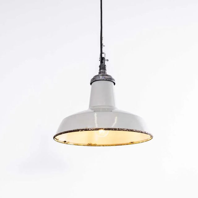 Industrial Grey Enamelled Pendant Lamp from Benjamin, 1950s For Sale - Image 13 of 13