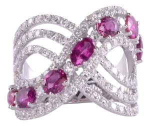 Estate Ruby and Diamond 18kw Wide Ring