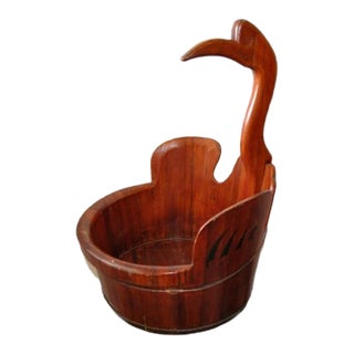 Buddhist Asian Bird Effigy Wood Bucket Tub Basin Japanese Crane Late 19th Century For Sale