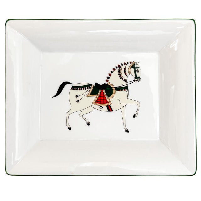 Mid 20th Century Vintage French Limoges Porcelain Equestrian Vide Poche Tray by Philippe Deshoulières For Sale - Image 5 of 5