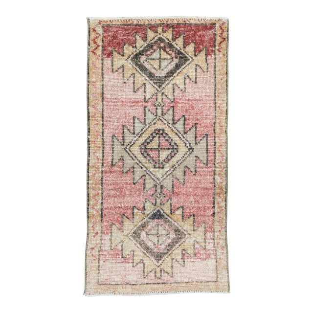 Turkish Mini Rug Oriental Hand Knotted Vintage Rug 1'8" x 3'2" #16890 For Sale