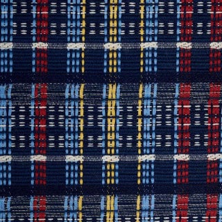 Sample - Schumacher Zealand Check Fabric in Navy Multi For Sale