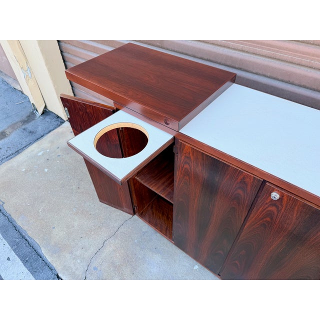 Brown Vintage Mid Century Modern Brazilian Rosewood Dry Bar From Dyrlund For Sale - Image 8 of 9