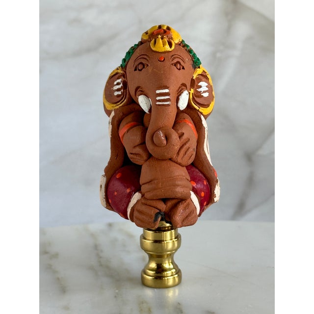 Indian Ganesha Lamp Finial on Brass Hardware For Sale - Image 3 of 6