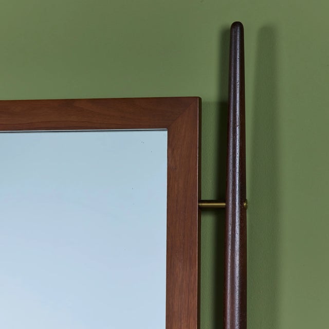Mid-Century Modern Walnut Wall Mirror For Sale - Image 3 of 8