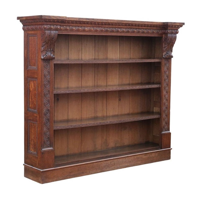 Large Antique Carved Oak Bookcase, 19th Century For Sale - Image 10 of 10