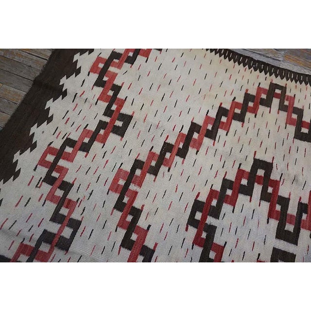 1930s Beige Medallion Antique American Navajo Rug 5' X 6'10" Flatweave Wool Carpet For Sale - Image 9 of 13