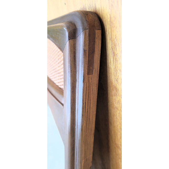 Wood Pair of Walnut and Rattan Wall Mirrors by Lane Rhythm Collection For Sale - Image 7 of 11
