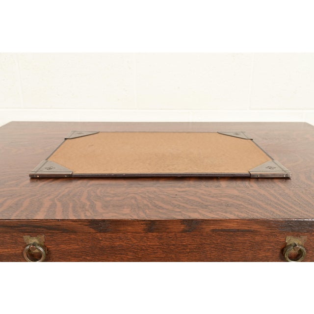 A gorgeous set of Arts & Crafts period hand hammered copper Quatrefoil blotter corners with desk blotter By Roycroft...