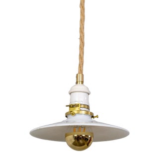 Hanging Rope Light With Milk Glass Shade For Sale