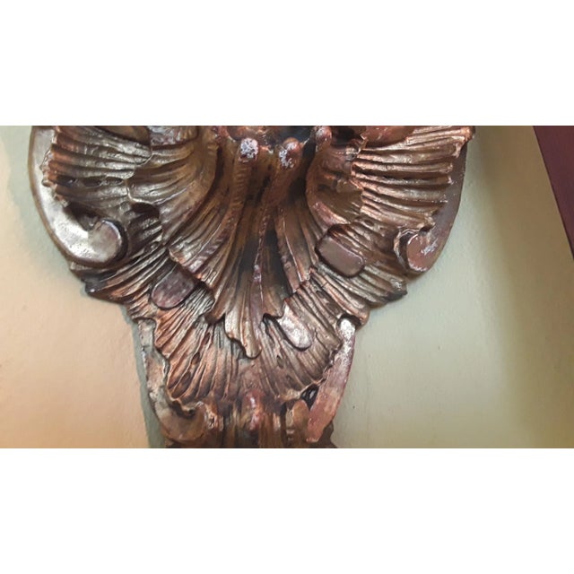 Early 19th Century C1800 French Louis XV Renaissance Style Rococo XL Carved Gesso/ Giltwood Corner Bracket / Wall Display Shelf For Sale - Image 5 of 12