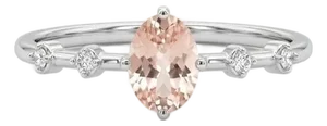 Pink Morganite Gemstone Ring With Cubic Zirconia , 925 Silver Handmade Wedding Ring Us 7