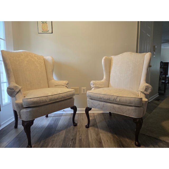 Queen Anne Wing Chairs For Sale - Image 6 of 8