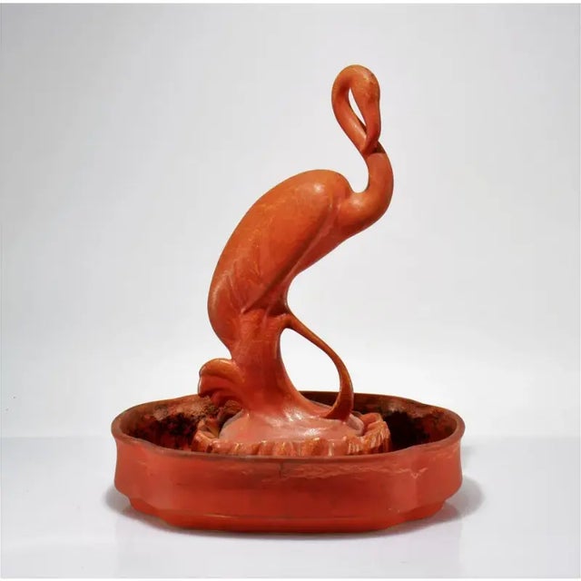 Art Deco Waylande Gregory for Cowan Pottery Coral Flamingo Centerpiece Planter Set 1929 For Sale - Image 3 of 7