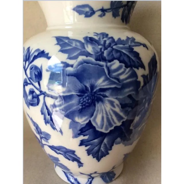 Late 19th Century Antique C1888 Victorian, Aesthetic Transferware Water Pitcher, Althea, Blue Flowers For Sale - Image 5 of 9