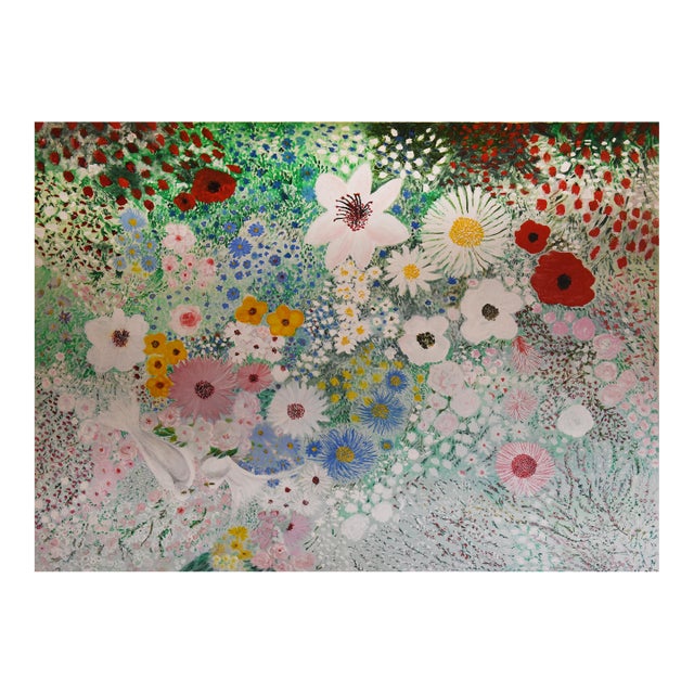 1990s Floral Rhapsody Abstract Oil Painting For Sale