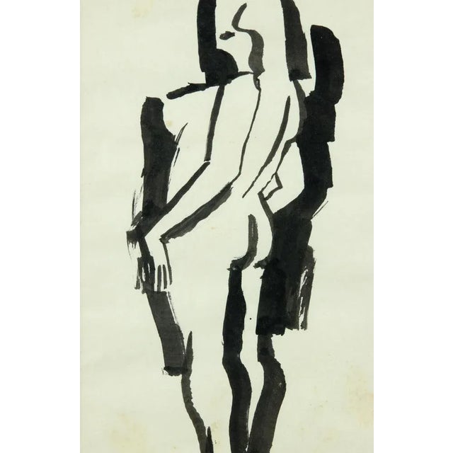 Untitled is a modern artwork realized by Remo Brindisi in 1970s Black and white china ink drawing. Hand signed on the...