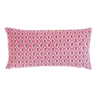 Schumacher X Molly Mahon Buti & Tuk Tuk 20" Lumbar Pillow in Pink & Yellow For Sale