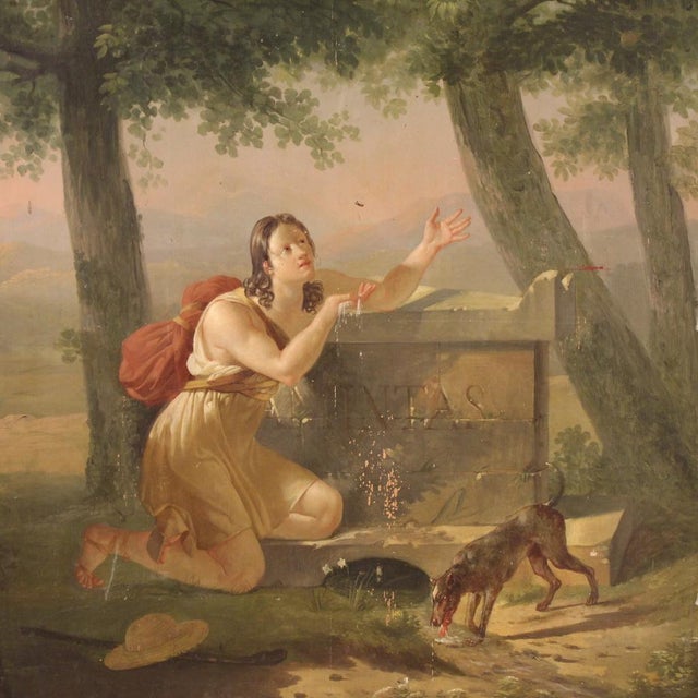 Antique French painting from the first half of the 19th century. Oil on oak panel artwork of excellent pictorial quality...