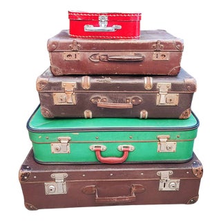 Vintage Art Deco Suitcases, 1930s, Set of 5 For Sale