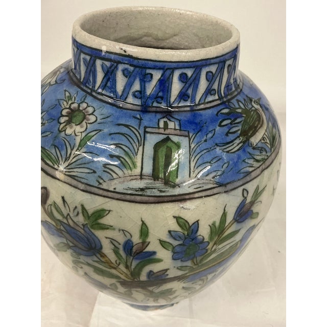 Large Antique Islamic Persian Qajar Glazed Ceramic Vase For Sale In Providence - Image 6 of 12