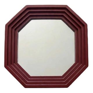 Vintage Octagonal Burgundy Top Mirror, 1960s For Sale
