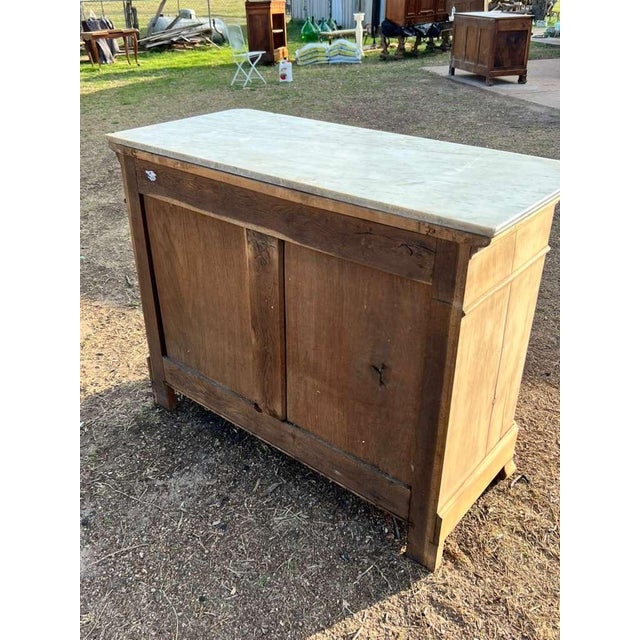 19th Century French Burl Walnut Bleached Marble Top Chest of Drawer / Commodes For Sale - Image 9 of 12