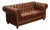 Chesterfield Style 6 Foot Cognac Brown Tufted Leather Sofa For Sale