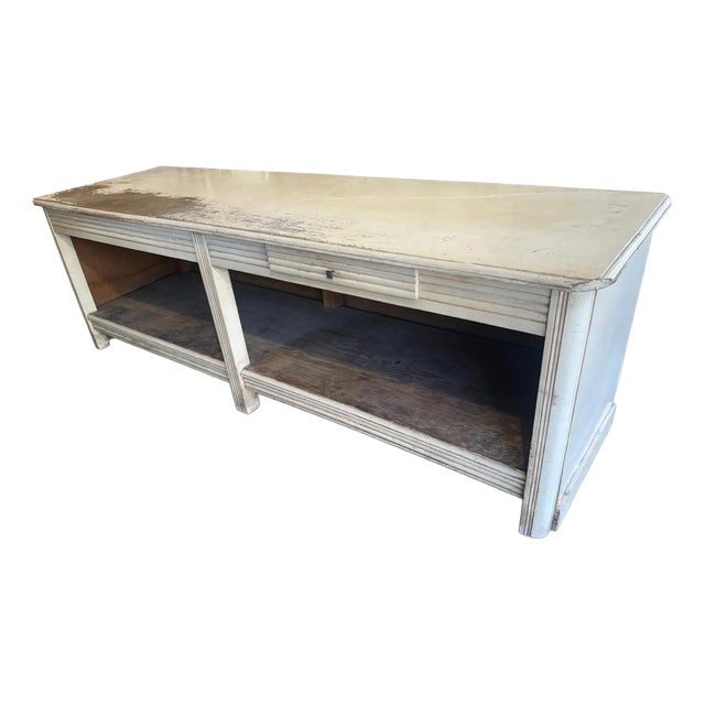 Vintage Shop Counter in White Wood, 1930s For Sale