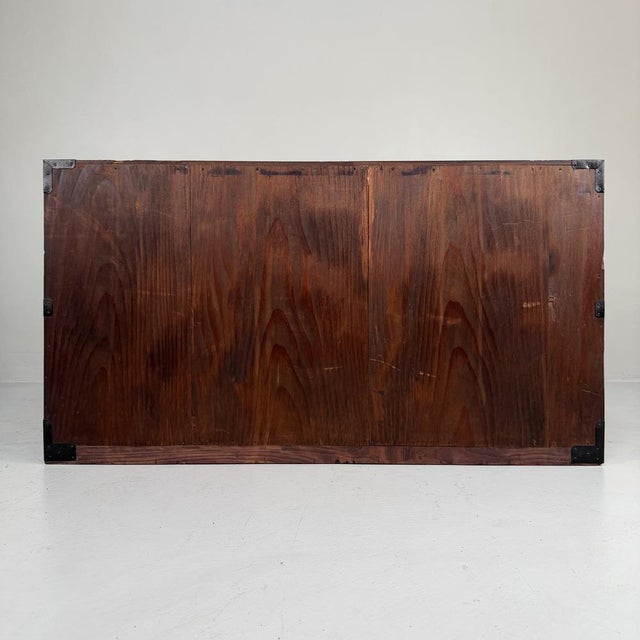 Brown Low Japanese Kimono Tansu with Drawers, 1900s For Sale - Image 8 of 9