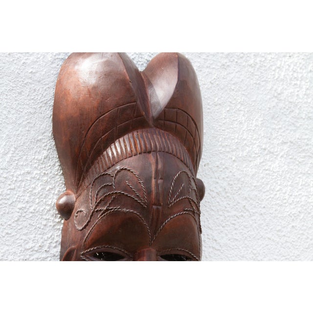 1950s Metal Inlay Decorative Kwele African Mask For Sale - Image 5 of 9