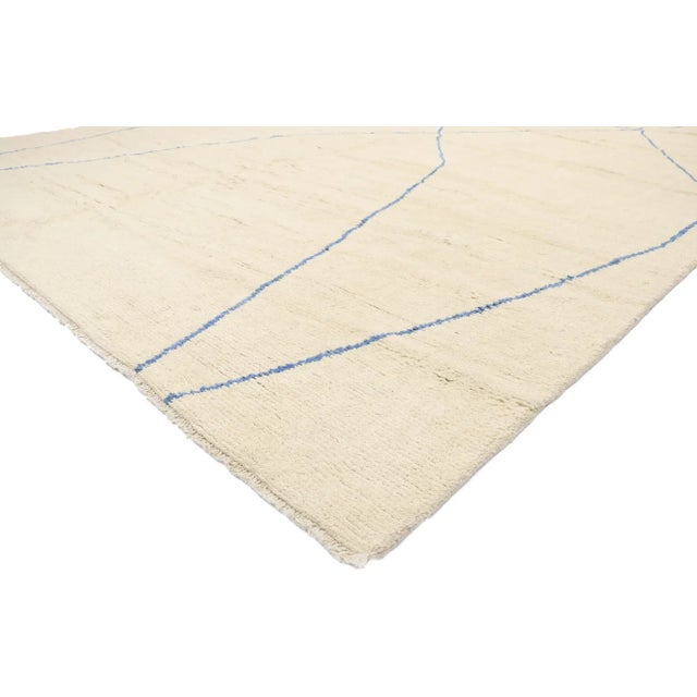 Contemporary Large Moroccan Area Rug with Boho Chic Style and Cozy Hygge Vibes 12'03 x 15'09. This hand knotted wool...