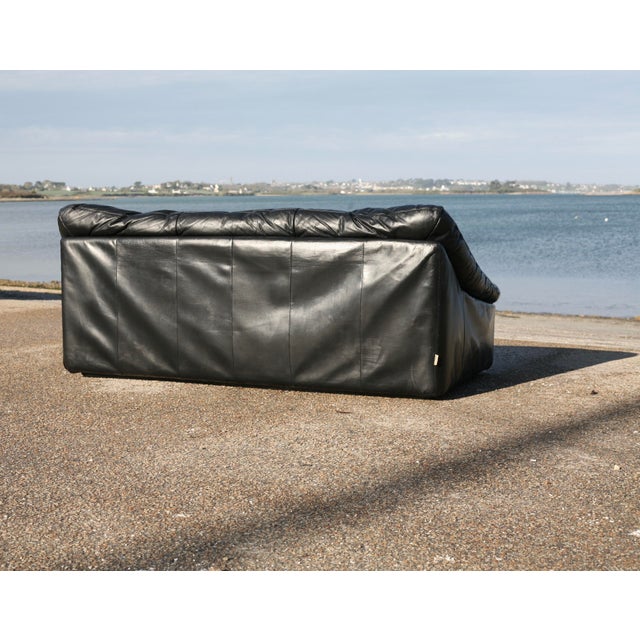 Black Leather Sofa by De Pas, D'Urbino and Lomazzi for Cinna, France, 1980s For Sale - Image 11 of 18