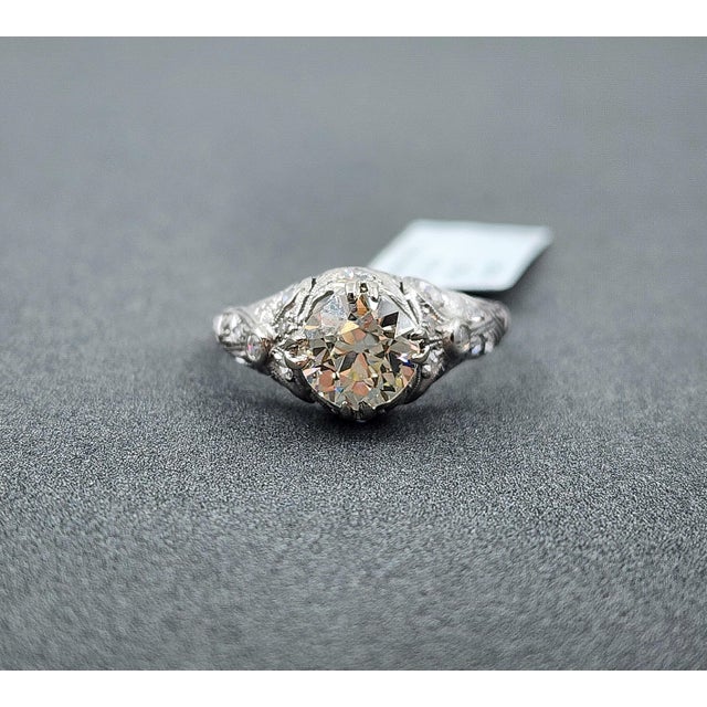 1.69 Ct Old European Cut Diamond Ring Size 7.5 For Sale - Image 4 of 9