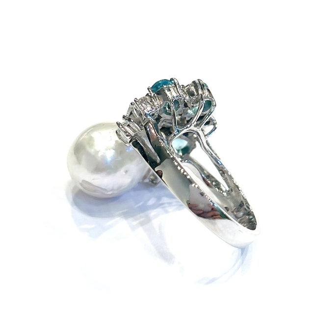 White Bochic “Orient” Appetite, Topaz & Pearl Cocktail Ring Set In 18K Gold & Silver For Sale - Image 8 of 9